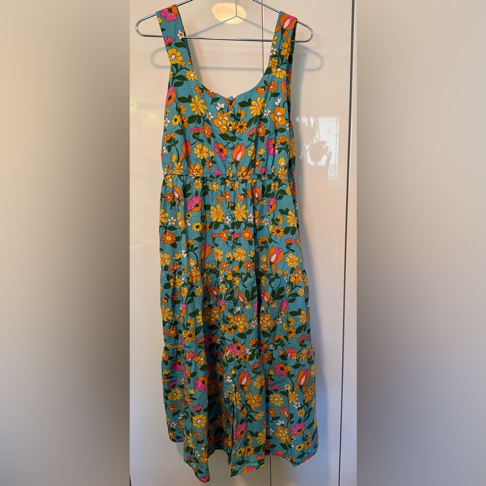Vintage Floral Tiered Cotton Poplin Maxi Dress
